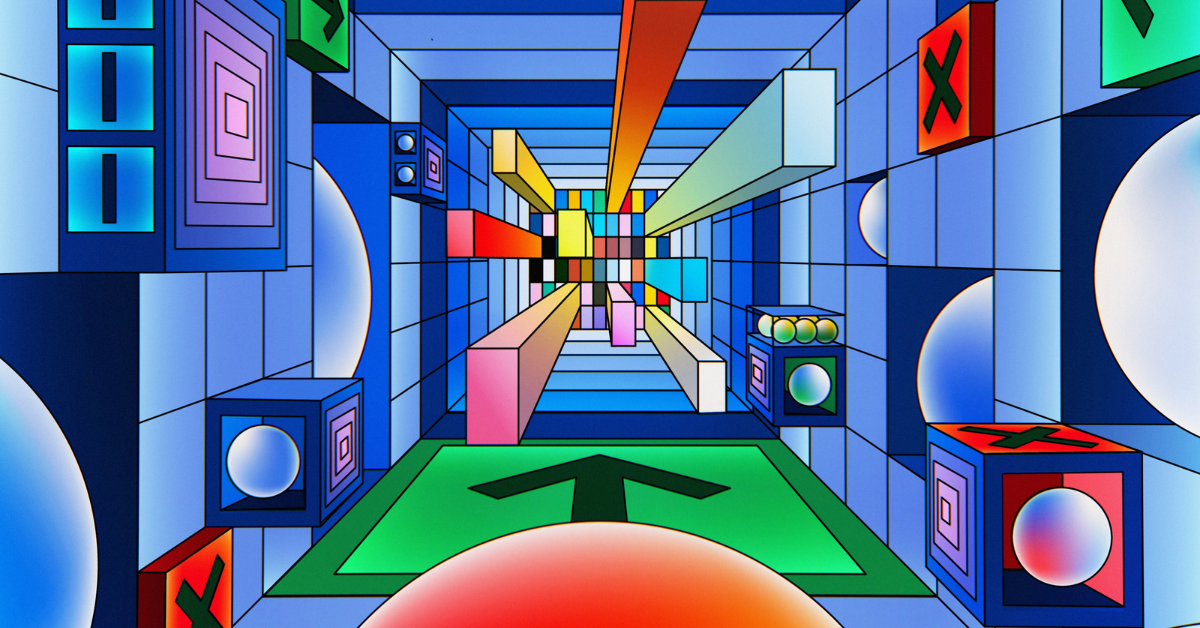 A colorful image of a tunnel represented algorithms
